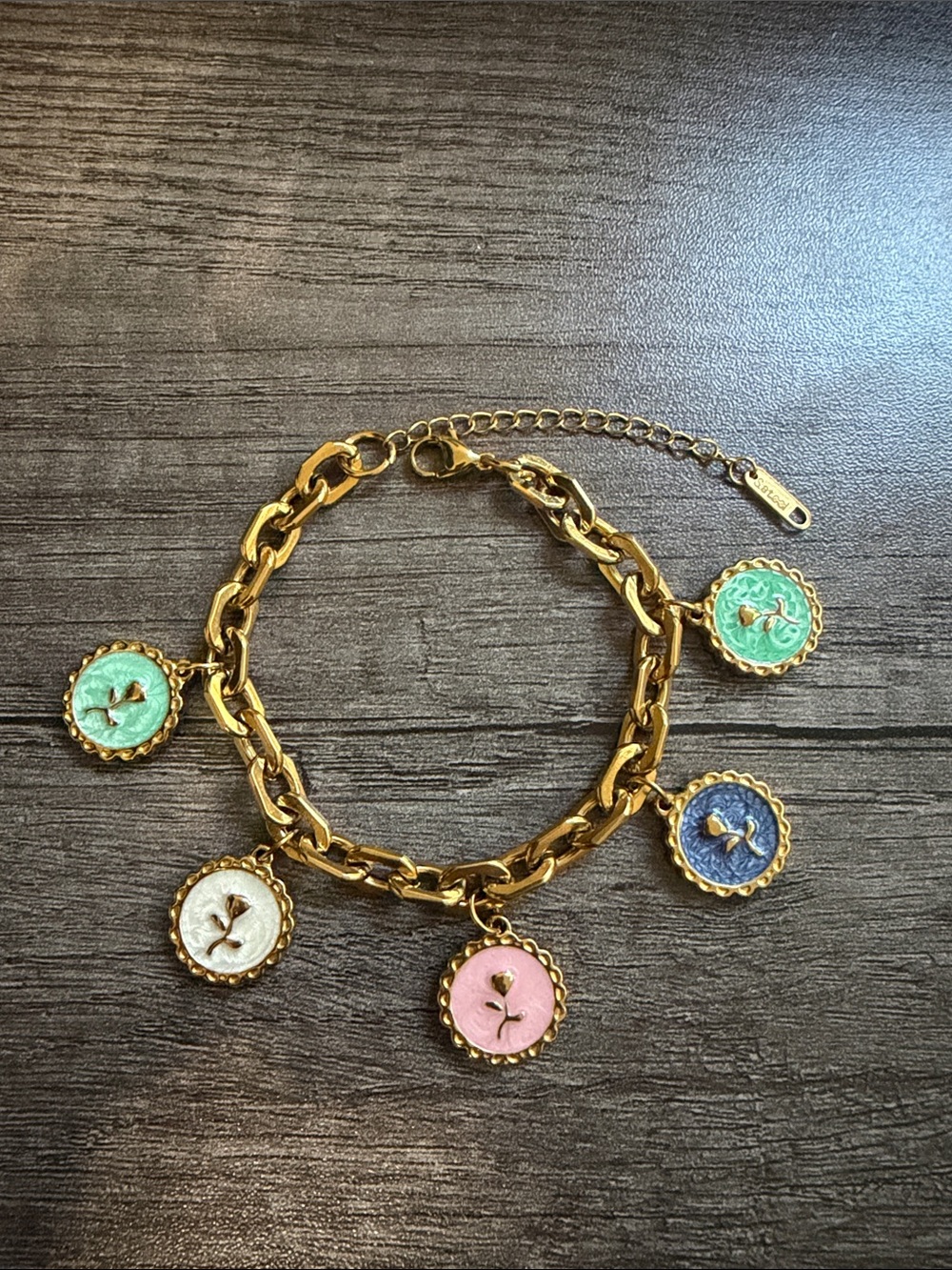 Multi Color Flower Charm Bracelet